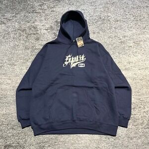 NWT Vintage Split‎ Skateboards Hoodie Sweatshirt Mens Medium Blue Oversized Y2K